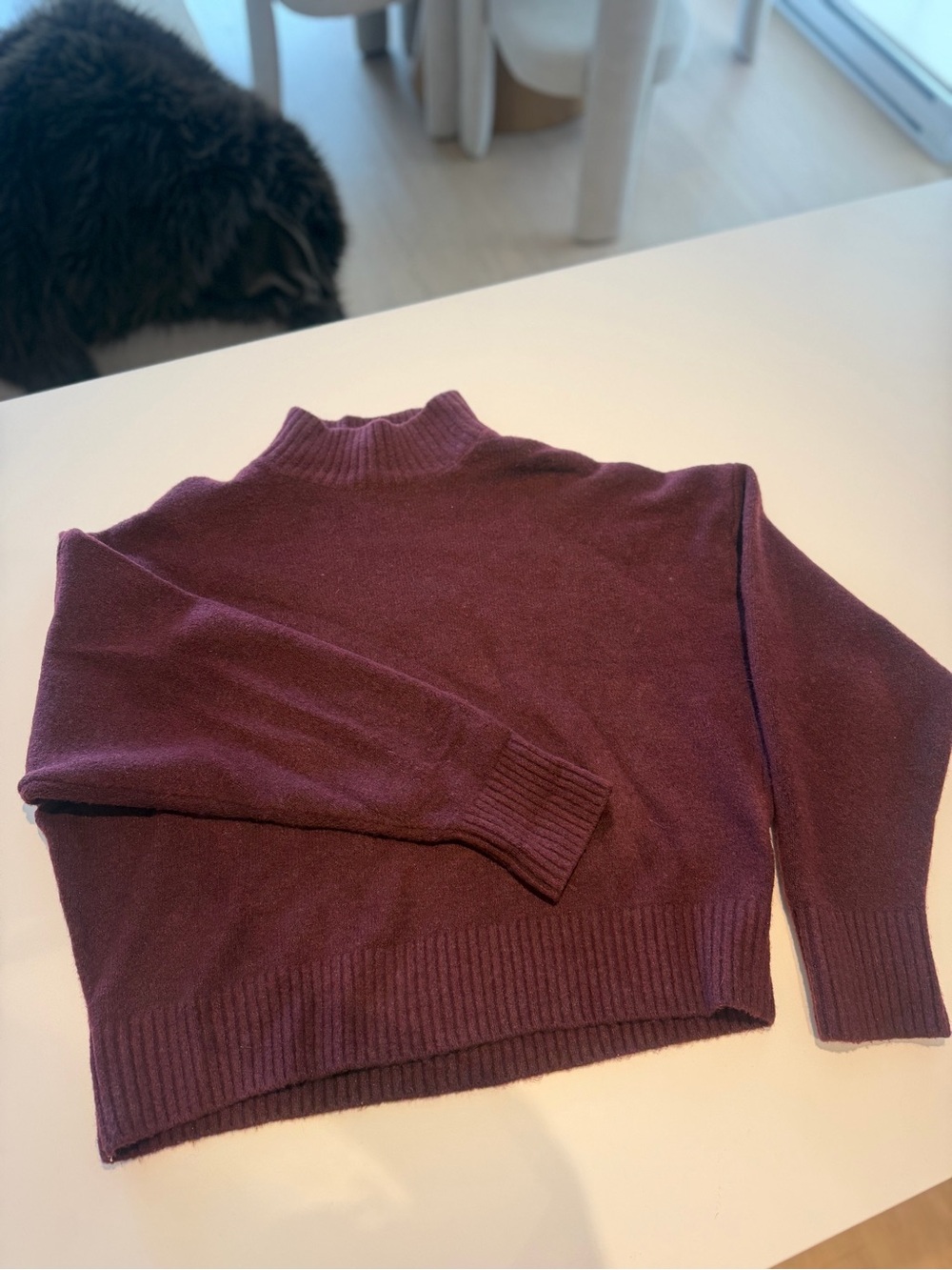 Zara Women's Burgundy Mock Neck Sweater